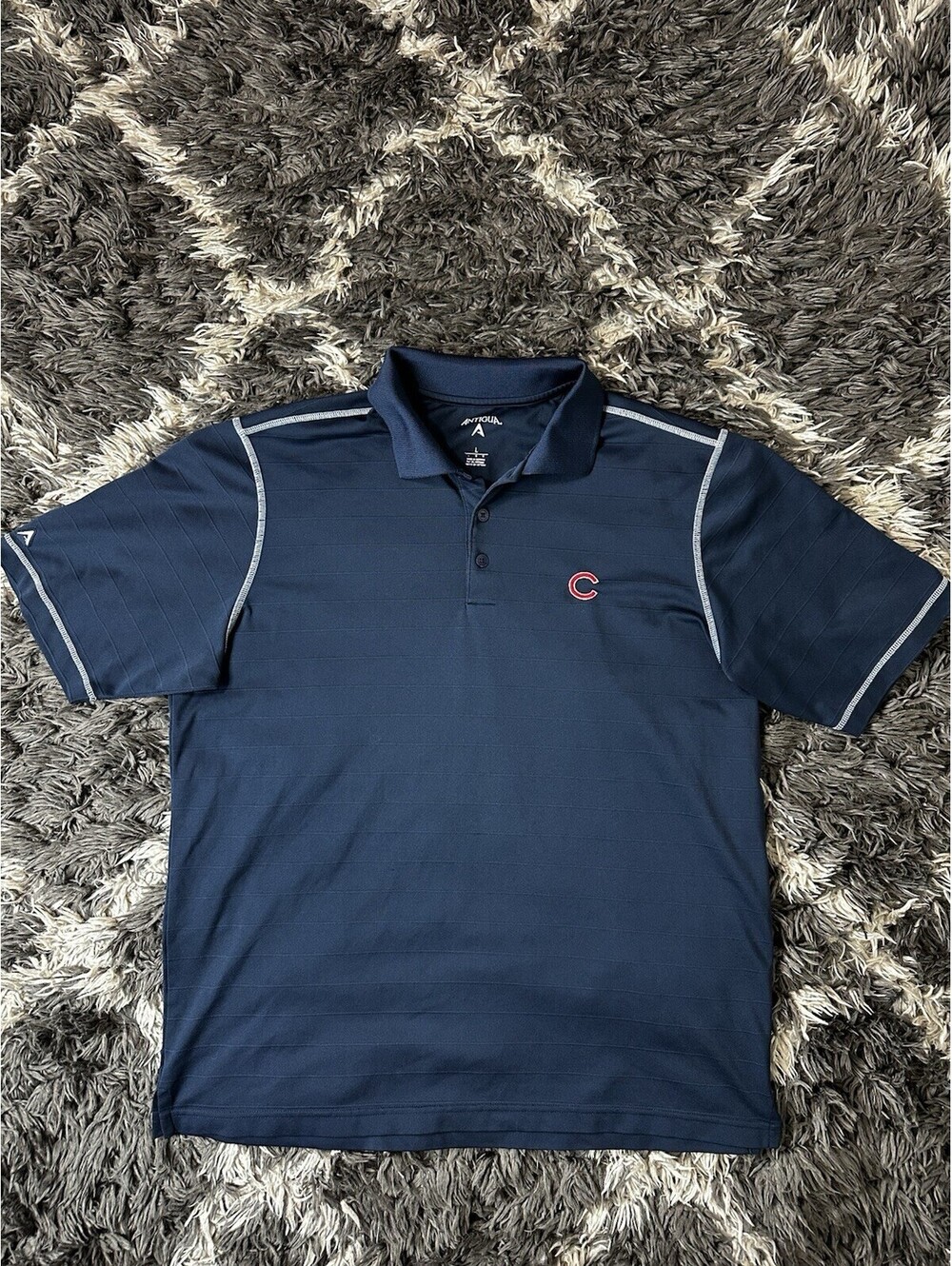 Antigua Chicago Cubs Polo Shirt Mens Large Navy Blue Short Sleeve Golf